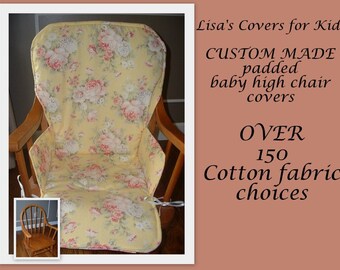 Custom made Padded cover for Wood wooden High Chair - Reversible - choose 1 cotton fabric