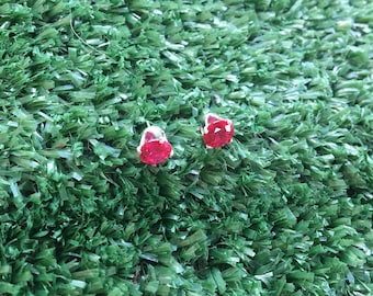 6MM Lab-Created Ruby and Sterling Silver Stud Earrings