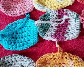 Wholesale Lot of 25, HANDMADE, Soap Saver, Soap Sack, Soap Cozy, Exfoliating Soap Bag, 100 % COTTON