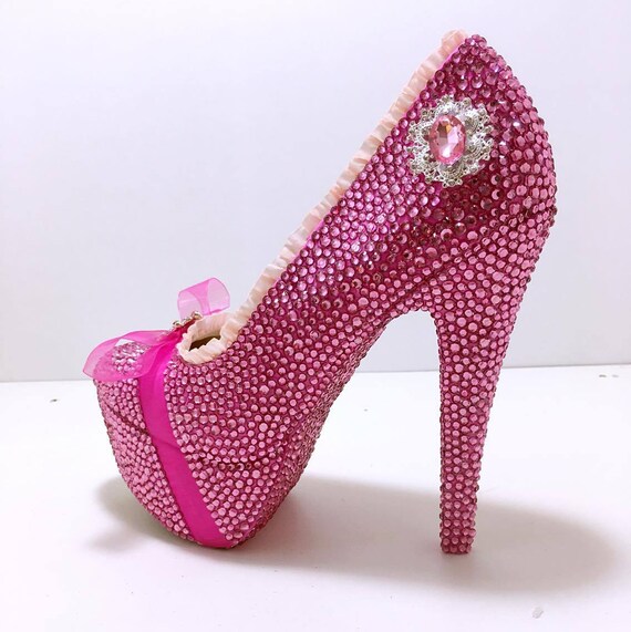 pink rhinestone high heels
