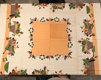 Vintage kitchen tablecloth 1950's