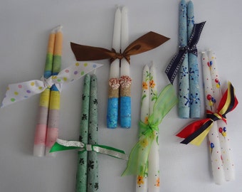 Hand painted holiday candles, all season candles, painted seasonal candles, original designs, custom painted candles