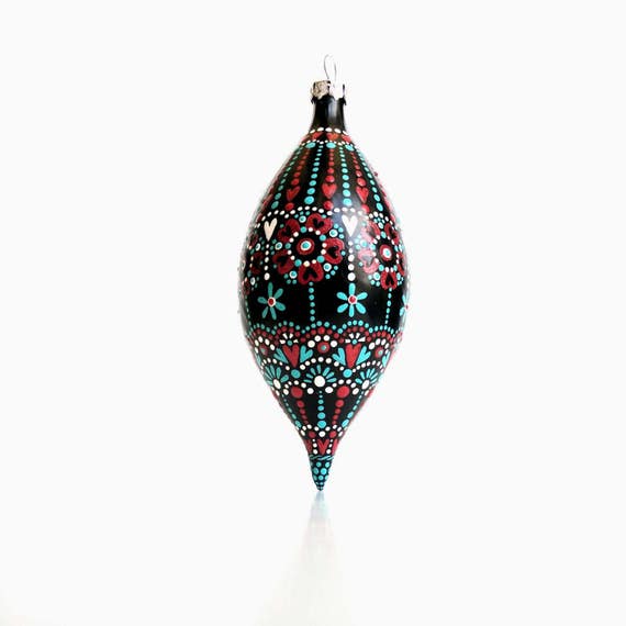 Hand painted glass ornament Finial Glass Ornament Hand painted water drop finial ornament