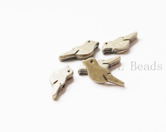 40pcs Antique Brass Tone Base Metal Spacer - Bird 15x6mm (14771Y-D-413)