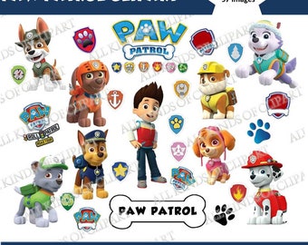 97 PAW PATROL CLIPART Images 300 Dpi, Iron On Transfers, Stickers, Decals, Png file Format, Transparent Backgrounds