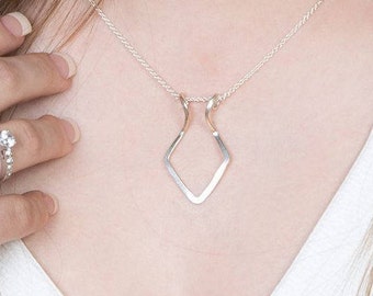 Diamond Pendant Necklace, Argentium Sterling Silver