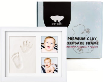 PREMIUM Baby Handprint Kit for Newborns & Pets | Baby Shower Gift for Girls and Boys | Easy DIY Keepsake Frame with Nontoxic Mold-free Clay