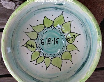 Custom 9th anniversary bowl wedding bowl xlarge serving bowl mixing bowl wedding gift personalized mixing bowl with names kiln fired pottery
