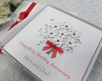 Ruby wedding  card Etsy