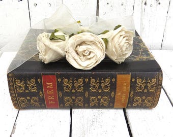 Black Antique Book, European Book, Vintage Book, Old Book Decor, Home Office Decor, Prop, Home Library, Frem, Denmark Book, Elegant Book