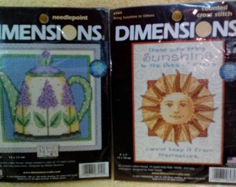 Kit-Lilac Teapot-7212 or Bring Sunshine to Others-6989, Counted Cross Stitch, Choice, 5 x 5 inches, By Dimensions
