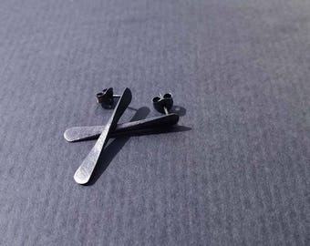 Geometric oxidized sterling silver earrings. Modern oxidized silver earrings. Scandinavian minimalist jewelry design. Jewelry gift for her.