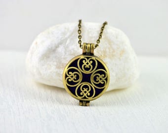 Aromatherapy Diffuser Essential Oils Necklace, Lava Diffuser Necklace Jewellery, Bronze Round Celtic Necklace, Oil Diffuser Pendant Necklace