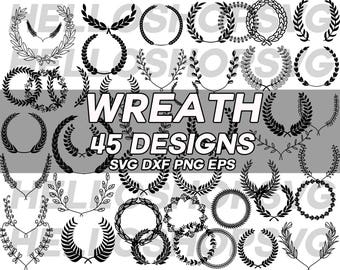 wreath svg, laurel wreath, floral wreath, leaves wreath, leaf wreath, flower wreath, clipart, stencil, vinyl, cut file, silhouette, iron on