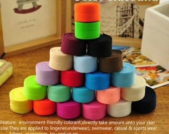 Solid Colors Elastic Grab Bag 40 Yards, FOE 3/5"(1.5cm)and4/5"(2cm).High quality!