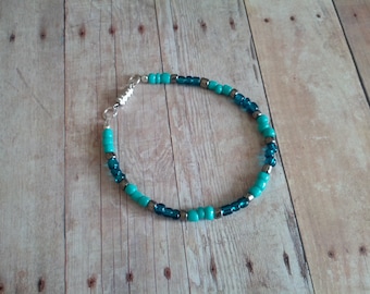 Tropical Blues Glass Beaded Bracelet