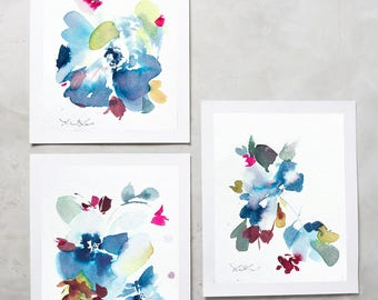 Original, Set of 3, Watercolor peony, pink floral painting, peony art, peony watercolor, abstract floral painting, floral art, wall art