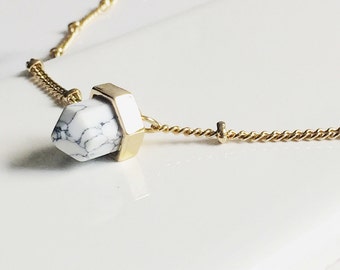 Tiny White Turquoise Necklace
