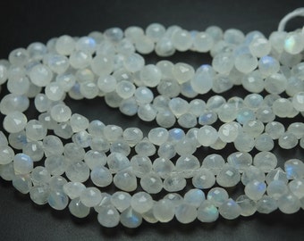 7 Inch Strand,Finest Quality,Blue Fashy Rainbow Moonstone Micro Faceted Onion,6-7mm aprx