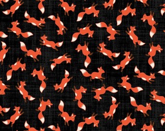 Fox Black Pieceful Gathering Studio E Fabric 1 yard