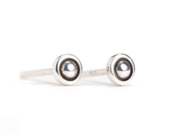Round Dot Sterling Silver Stud Earrings Modern Bohemian Jewelry - CST004SS