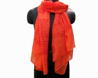Prayer scarf/ Om scarf/ krishna scarf/ cotton scarf/ alphabet scarf/ meditation scarf/ yoga scarf/ gift scarf / gift ideas.