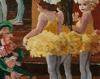 ACEO mini Print from oroginal acrylic painting-"Little Yellow Ballerinas"