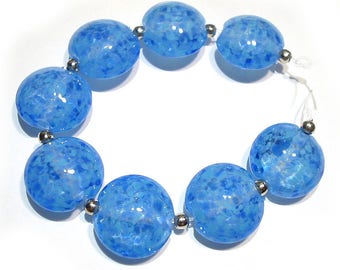 SRA Handmade Glass Beads, Small Sky Blue Lentils,