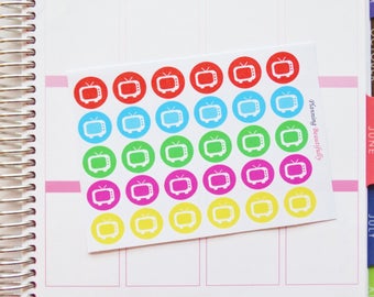 TV Planner Stickers, TV Stickers, TV Eclp Stickers, Television Stickers, Television Planner Stickers, Tv Icon Stickers, Cheap Tv Stickers