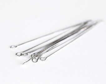 1238 Silver eye pin 0.5x50 mm Pins silver Jewelry findings Jewelry supplies Rhodium plated pin Silver finding Metal silver pins 10 g.