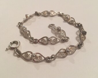Vintage Silver Filigree Link Bracelet