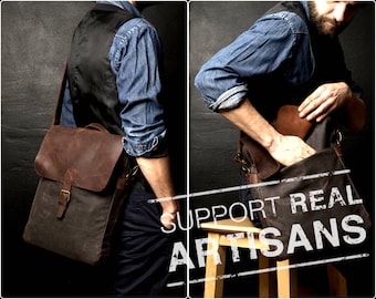 Mens Shoulder Bag, Mens Handbag, Handbag with Shoulder Strap, Canvas Shoulder Bag, Waxed Canvas Handbag