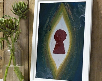 Abstract painting, sacred, erotic, feminine postcard
