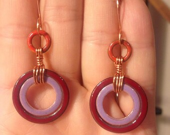 Copper and Enamel Earrings