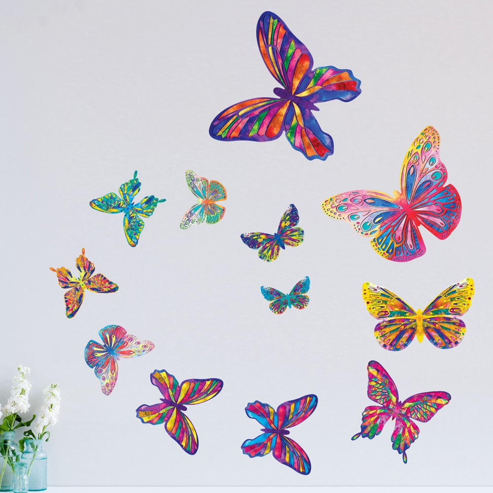 Watercolor Butterfly Wall Decals Easy Peel And Stick Colorful 