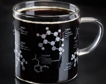 Coffee Chemistry Mug | But First, Coffee Glass Mug, Science Gift, Caffeine Mug, Coffee Cup, Nerdy Mug, Gift for men, Gifts for her