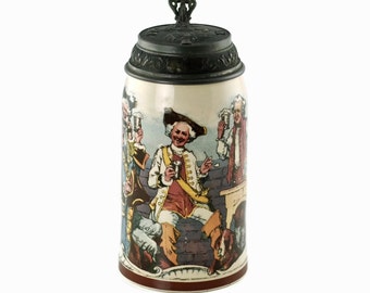 Antique Mettlach Villeroy and Boch PUG Stein 1909 1143 Cavaliers Drinking