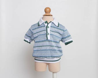 vintage 80s toddler boy polo shirt Bull Frog knits