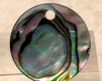 Genuine Abalone Shell Round Pendant, 18 mm, 2 Pieces, A4