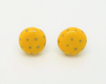 Circle Silver Polka Dot Earrings with Titanium Posts