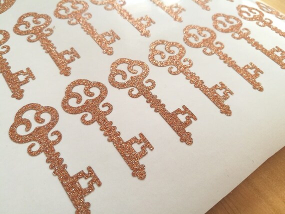 24 rose gold key stickers glitter envelope seals wedding