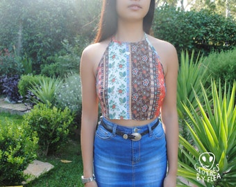 Handmade 'Endless Summer' Backless Halter Crop Top