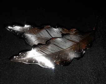 Vintage Coro Silver Tone Leaf Brooch Pin Mid Century Modern Runway Scarf