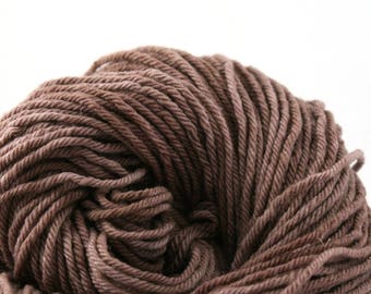 Hand Dyed Aran weight mini Empire Rambouillet Wool 213 yds 4oz Chocolate Malted