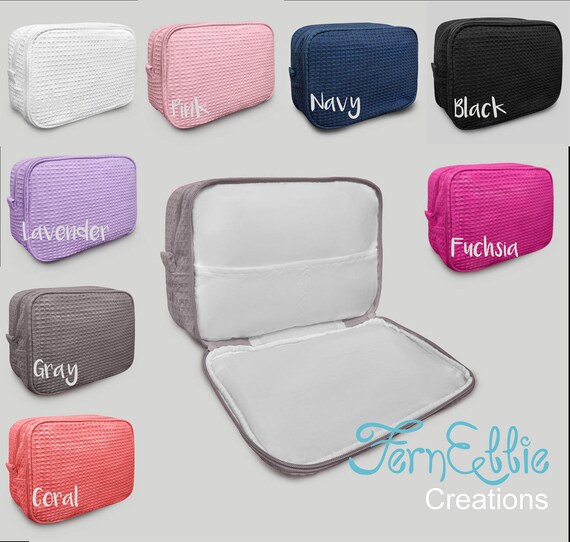 Personalized Waffle Makeup Bag, Monogrammed Makeup Bag, Bridesmaids Gift, Toiletry Bag