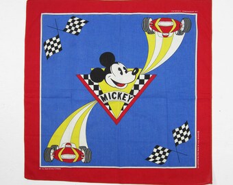 Vintage Mickey Mouse Bandana Walt Disney Print Handkerchief Made in USA