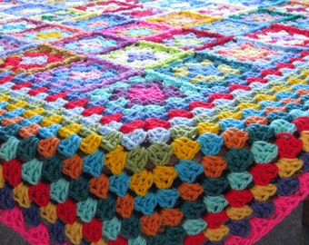Granny Squares Crochet Blanket Afghan Big Border