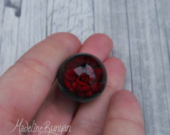 Everlasting Deep Red Rose Marble, unusual gift, collectible glass art, Red Rose, Valentine Rose, gift for her, sphere, lampwork, flower
