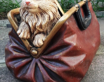 Life Size Sculpture of a Cat in a Portmanteaux Bag - Signed and Dated by Brazilian Sculptor - Jun Asilo