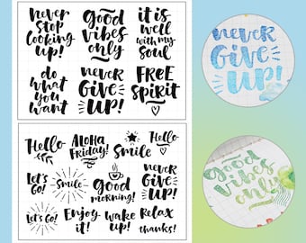 clear Stamp Set / Clear Stamps / quotes calligraphy themed transparent stamps